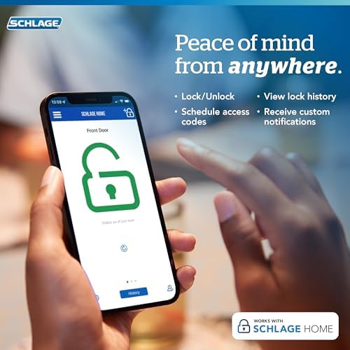 Schlage BE499WB CAM 625 WiFi Smart Deadbolt Lock - Secure effortless home entry