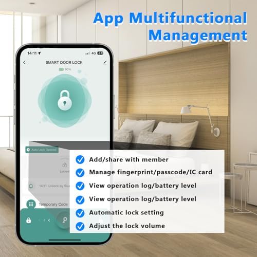 Secure Modern Door Lock with Fingerprint Keyless Entry