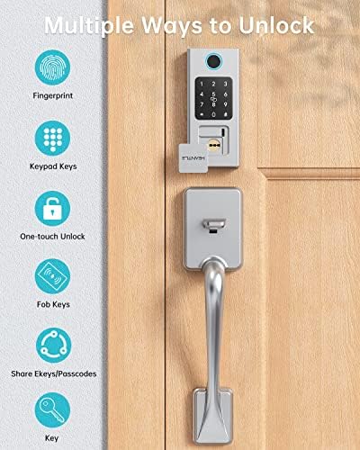 Smart Keyless Front Door Lock with Fingerprint Bluetooth Security