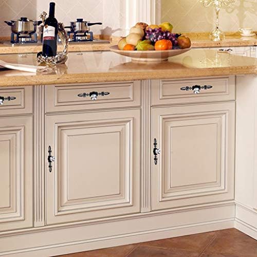 Sumnacon 10 Crystal Glass Knobs with Plates for Kitchen Bathroom Office Black