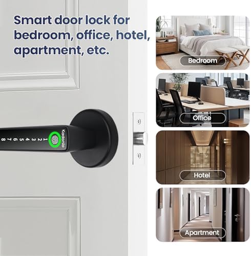 Fingerprint Door Lock Black - Smart with Alexa Backup Key