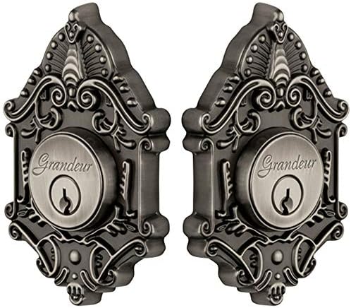 Grandeur Solid Brass Double Cylinder Deadbolt with Both-Side Keying - Antique Pewter