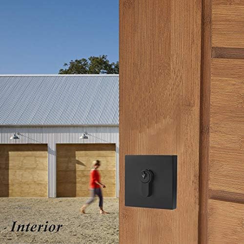 Probrico Square Double Cylinder Deadbolt Flat Black 1 Pack