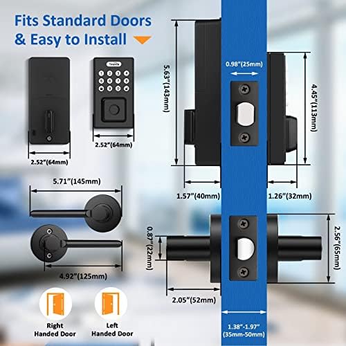 Tinewa Black Smart Door Lock with Fingerprint and App Control