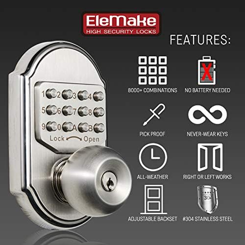 Compact Stainless Steel Keyless Door Lock Combination Deadbolt with Passcode Key Compatibility