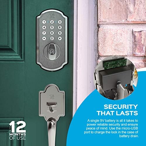 TURBOLOCK Front Door Lock Set with Keypad Thumb-Latch Entry Handle