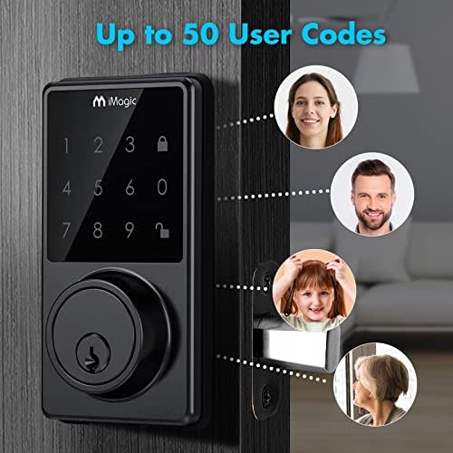 Secure TouchScreen Deadbolt - 50 User Codes Keyless Entry Automatic Lock Matt Black