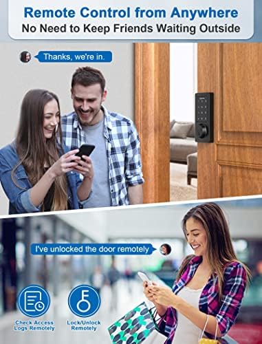 GEONFINO Smart WiFi Bluetooth Deadbolt Lock with Keyless Entry and Alexa Voice Control