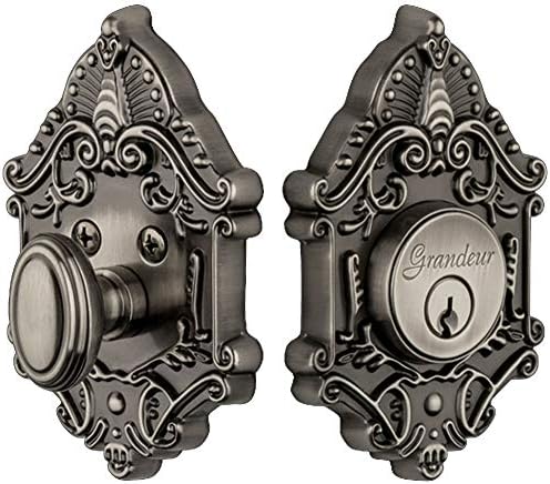 Grandeur Antique Pewter Solid Brass Rose Keyed Single Cylinder Deadbolt