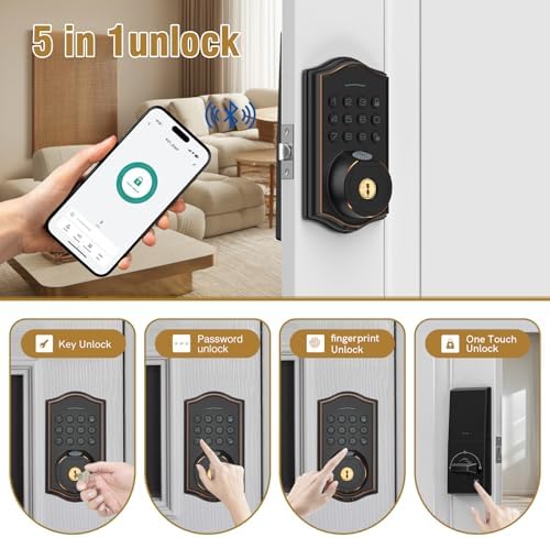 Sleek Fingerprint Door Lock with 10 Second Auto-Lock App Control