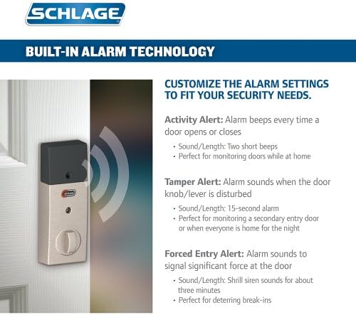 Schlage Connect touchscreen deadbolt with built-in alarm and security features