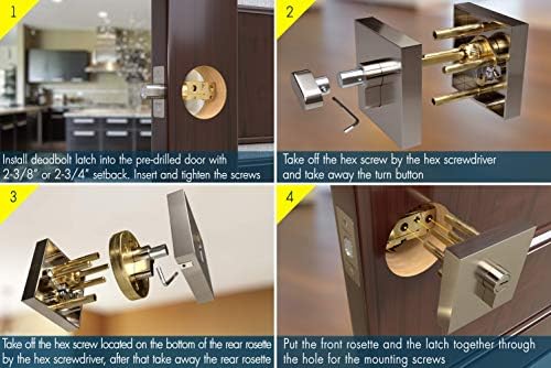 1901 Modern Deadbolt Set with SATIN Nickel Keys Adjustable Latch