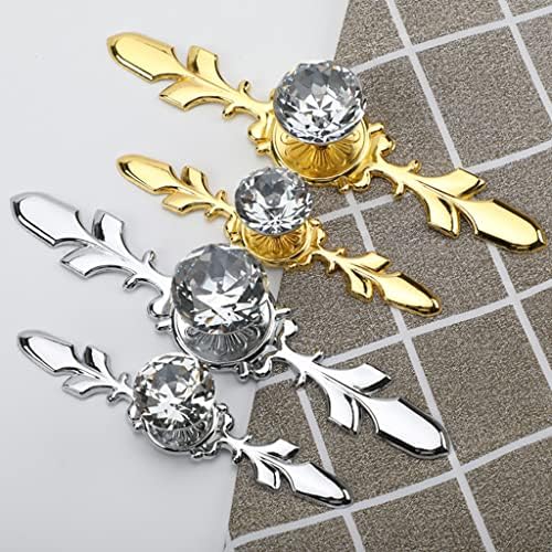 5 Pack Gold Diamond Clear Crystal Cabinet Knobs with Plate and Screws