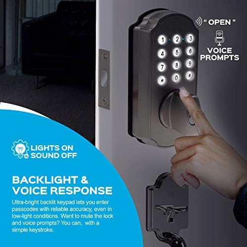 TURBOLOCK Front Door Lock Set with Keypad Thumb-Latch Entry Handle