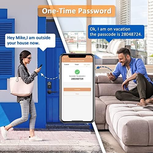 Tinewa Black Smart Door Lock with Fingerprint and App Control