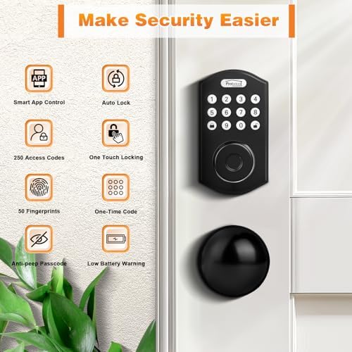 Probrico Smart Fingerprint Door Lock Black