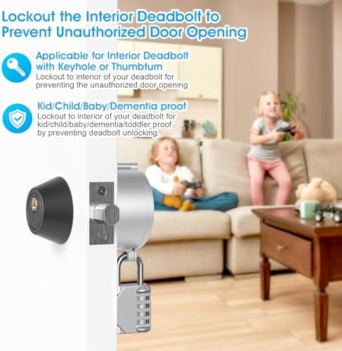 AST Deadbolt Lockout Device with Combination Padlock No Drill Matte Silver