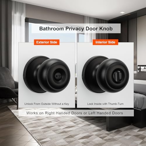 Haidms 8 Pack Matte Black Interior Door Knobs