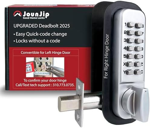 JOUNJIP Deadbolt Keyless Entry Door Lock No Code Required Secure Durable