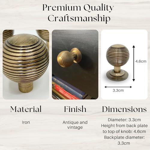 Antique Brass Beehive Knob Set for Home