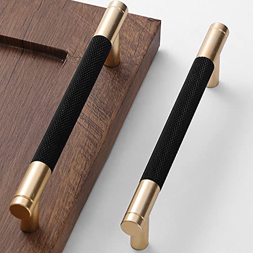 24-Piece Bar Cabinet Pull Set Gold and Black Knurled Handles