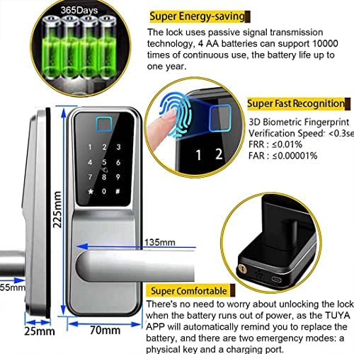 Fingerprint Door Lock Keyless Entry Smart Security 2-Year Warranty