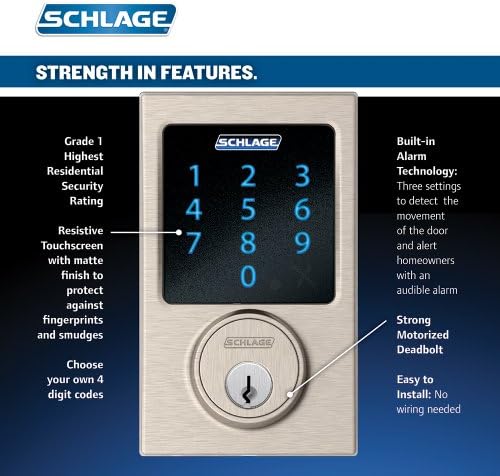 Schlage Connect touchscreen deadbolt with built-in alarm and security features
