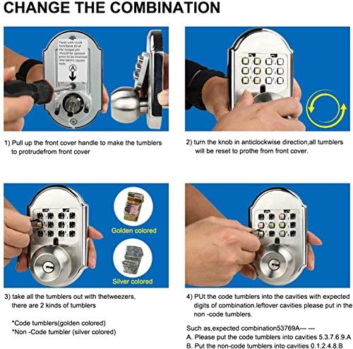 Compact Stainless Steel Keyless Door Lock Combination Deadbolt with Passcode Key Compatibility