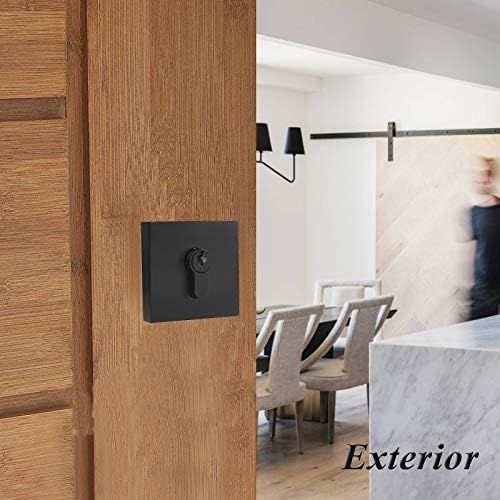 Probrico Square Double Cylinder Deadbolt Flat Black 1 Pack