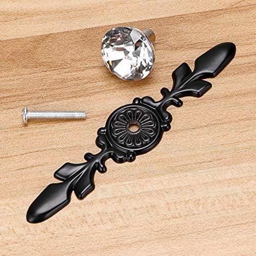 Sumnacon 10 Crystal Glass Knobs with Plates for Kitchen Bathroom Office Black