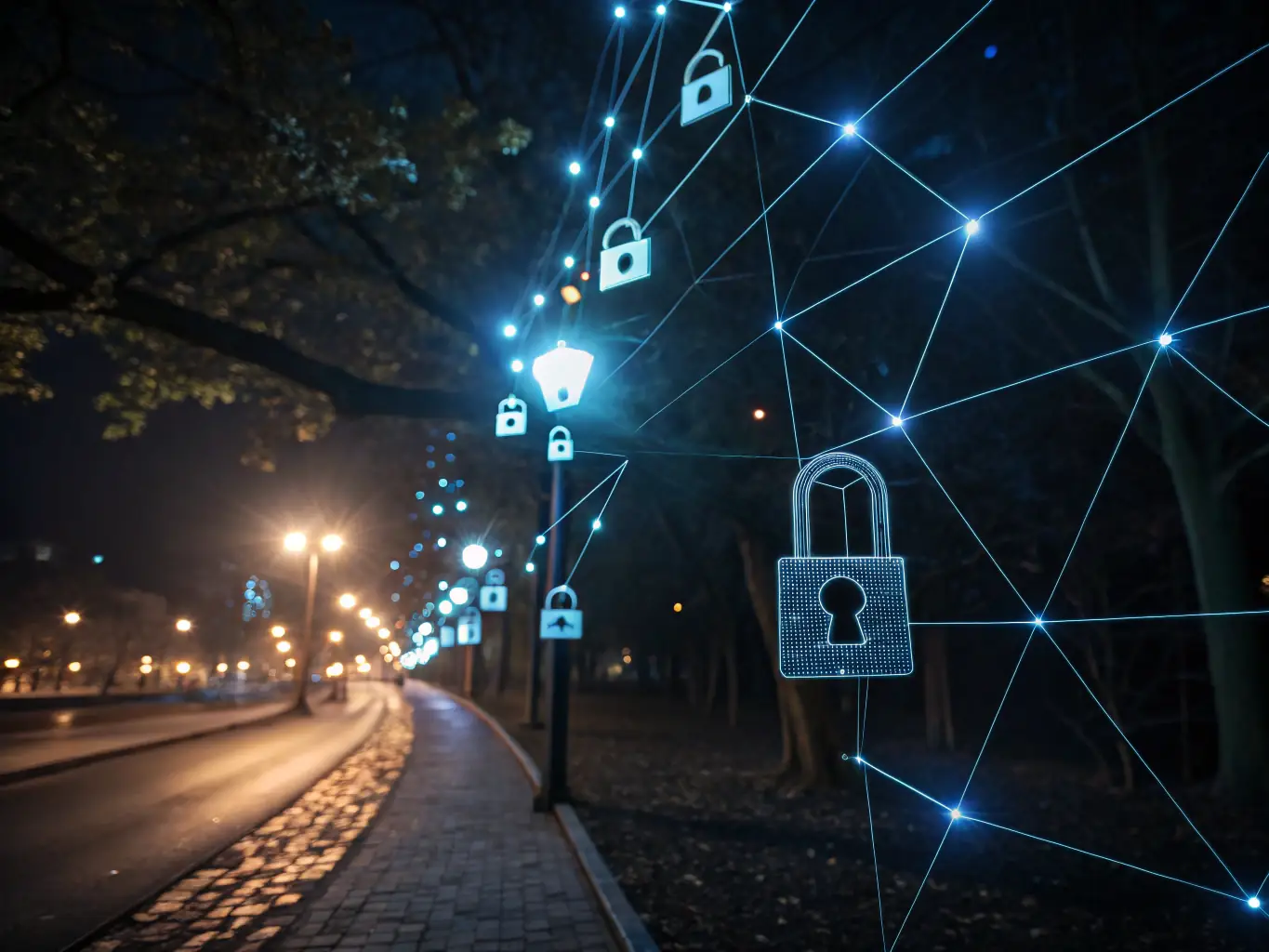 A secure blockchain network visualization, highlighting the transparency and security of blockchain solutions.