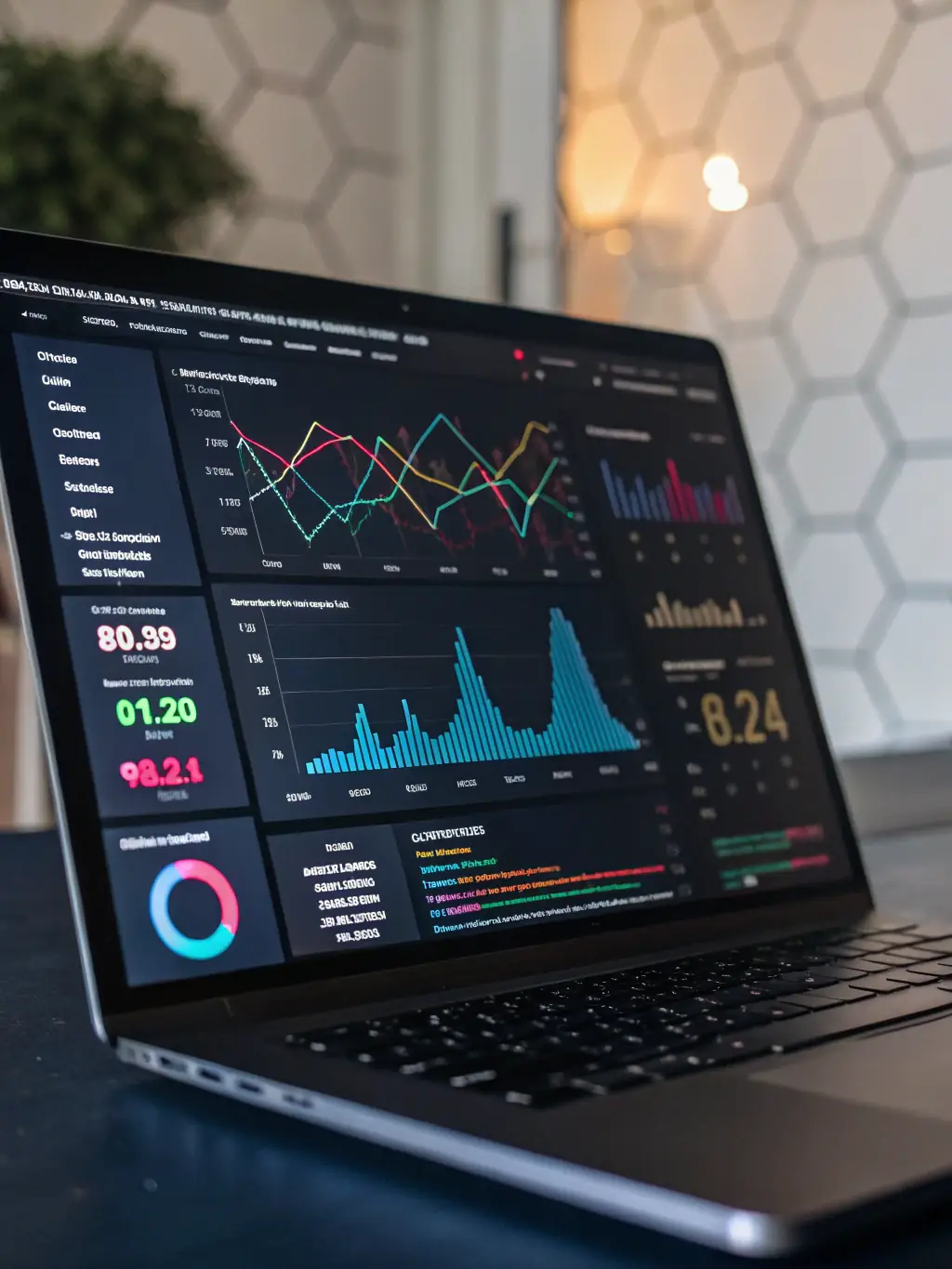 Data analytics dashboards displaying visual representations of data insights, including charts, graphs, and key performance indicators. The image should convey clarity and actionable intelligence.